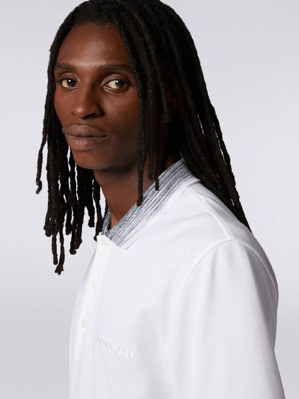 M Missoni Polo in cotone con colletto fiammato e scritta logo Shopping Online