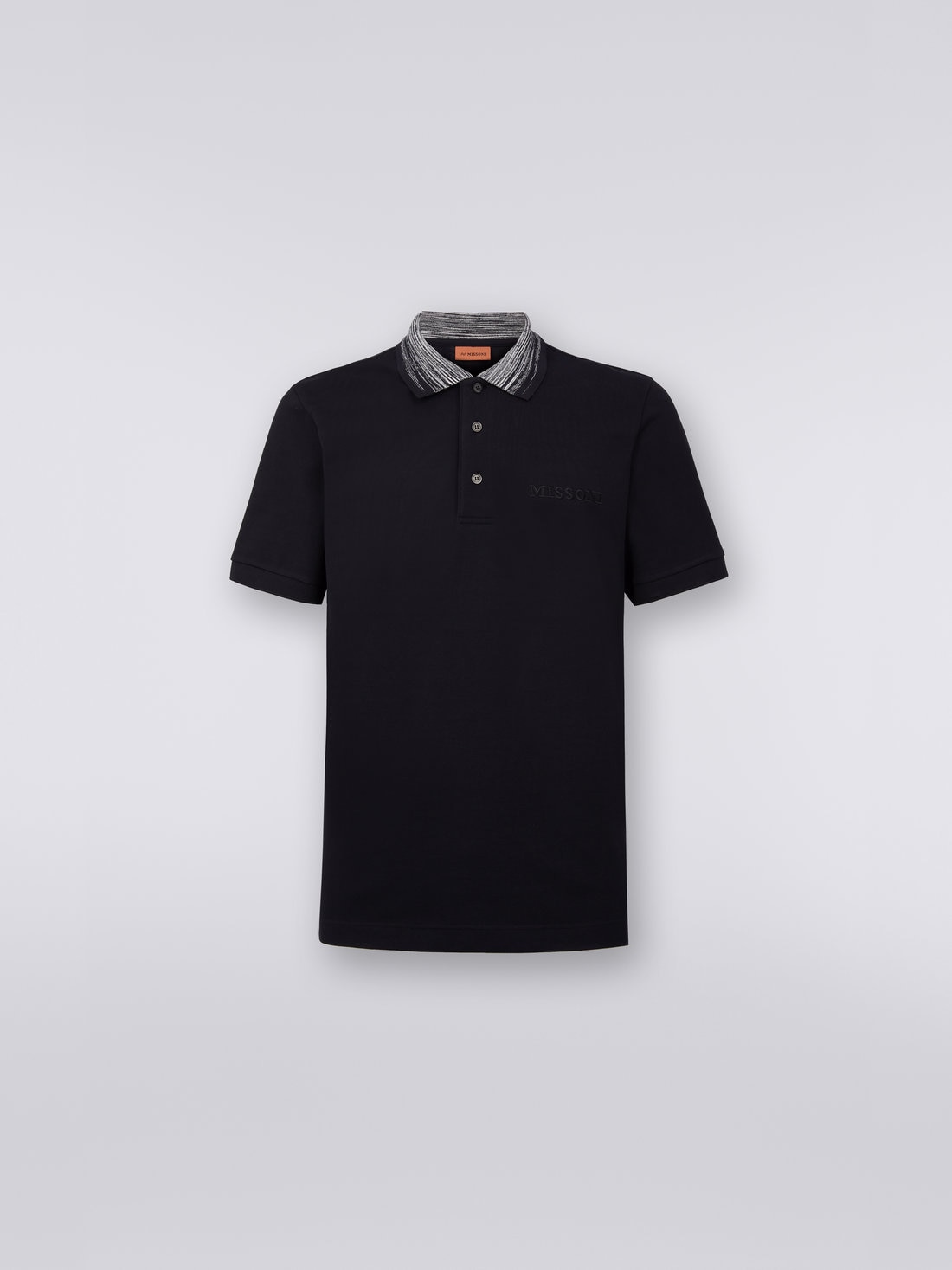M Missoni Polo in cotone con colletto fiammato e scritta logo Affare Del Giorno