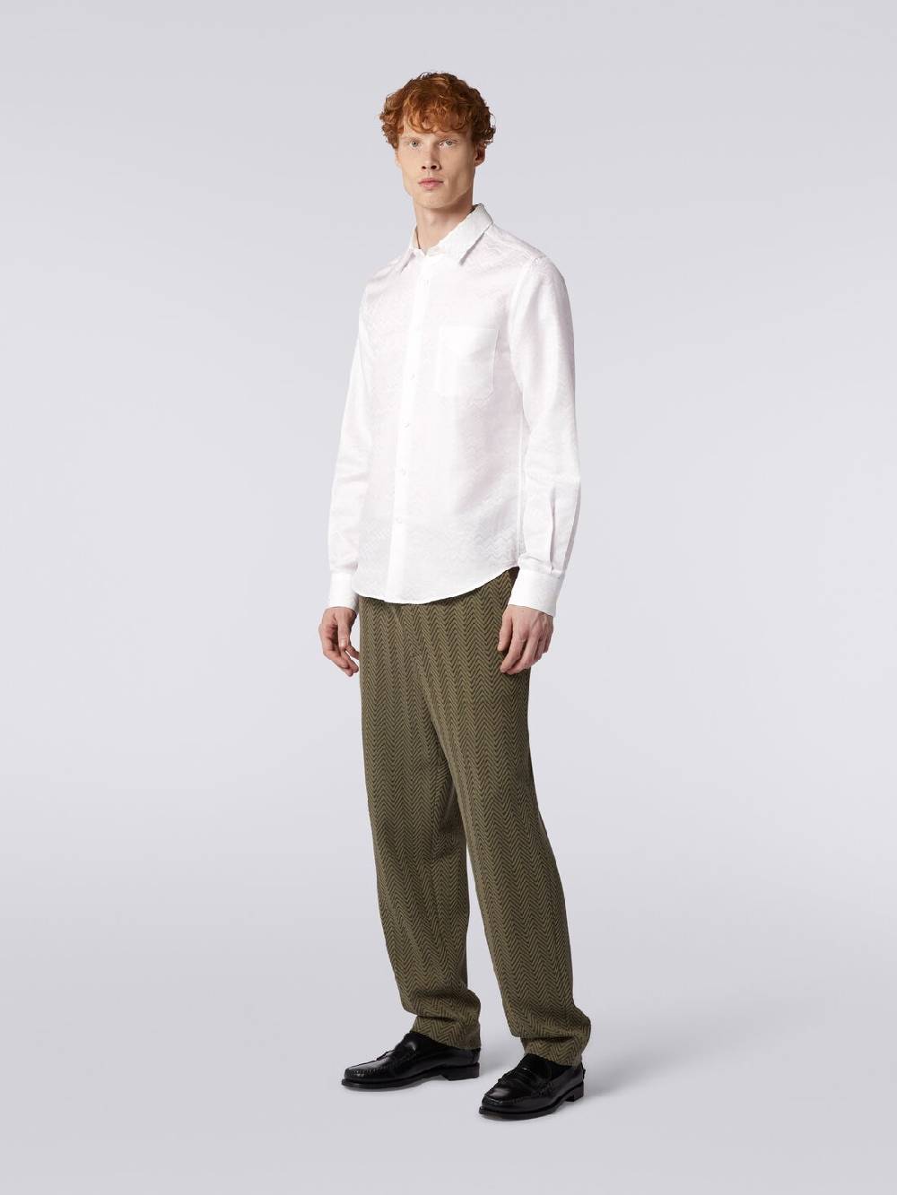 M Missoni Camicia a maniche lunghe in misto cotone con motivo zig zag Novità