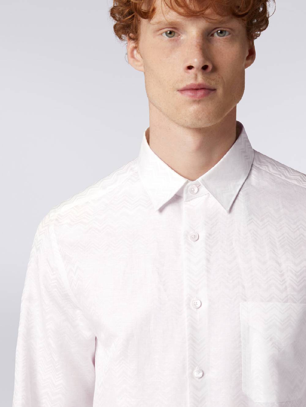 M Missoni Camicia a maniche lunghe in misto cotone con motivo zig zag Novità