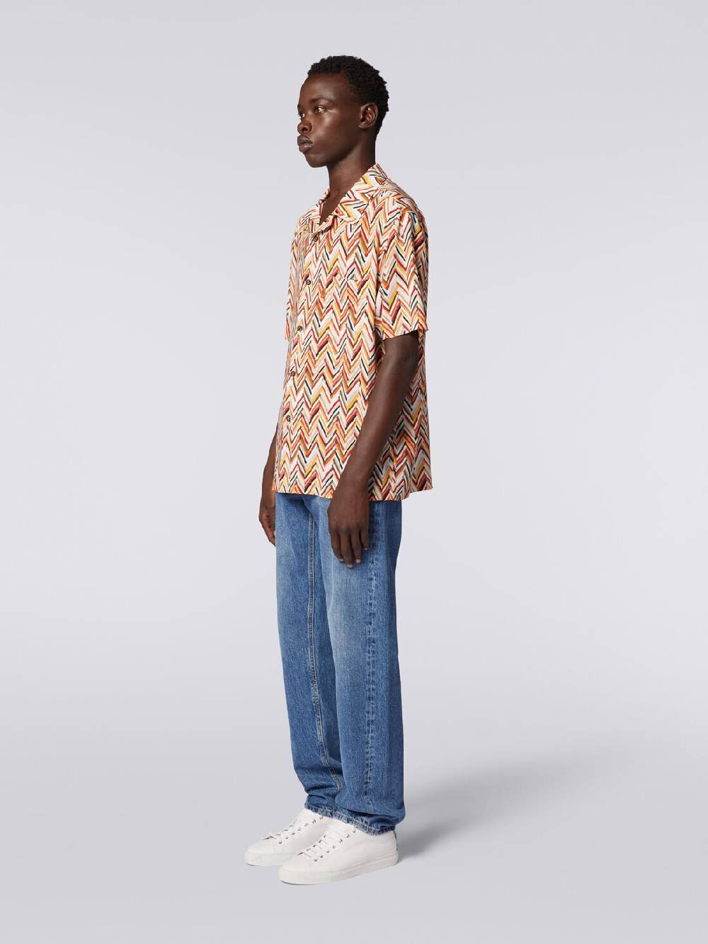 M Missoni Camicia a maniche corte in viscosa con stampa zig zag Sconto