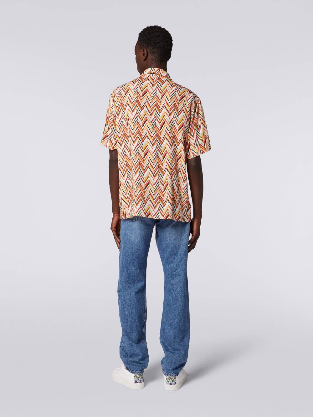 M Missoni Camicia a maniche corte in viscosa con stampa zig zag Sconto