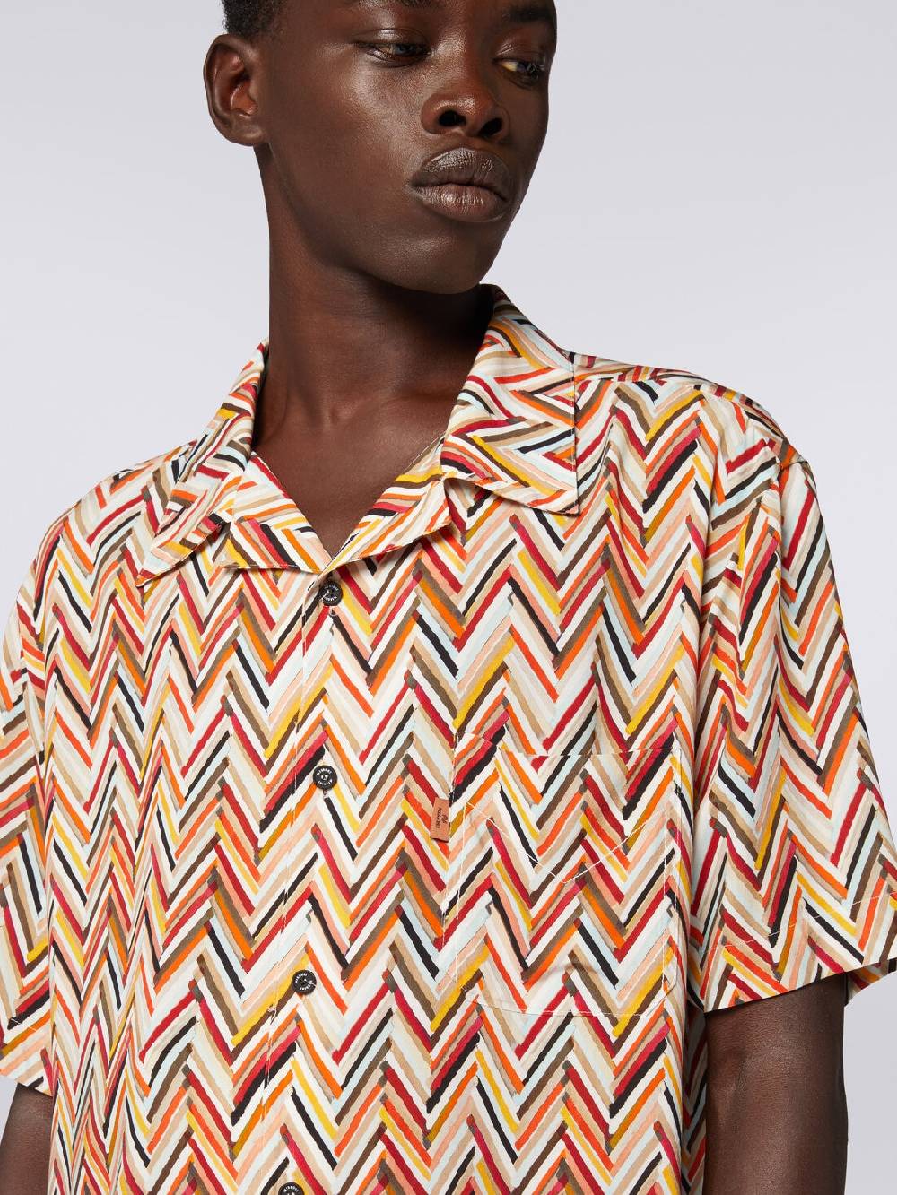 M Missoni Camicia a maniche corte in viscosa con stampa zig zag Sconto