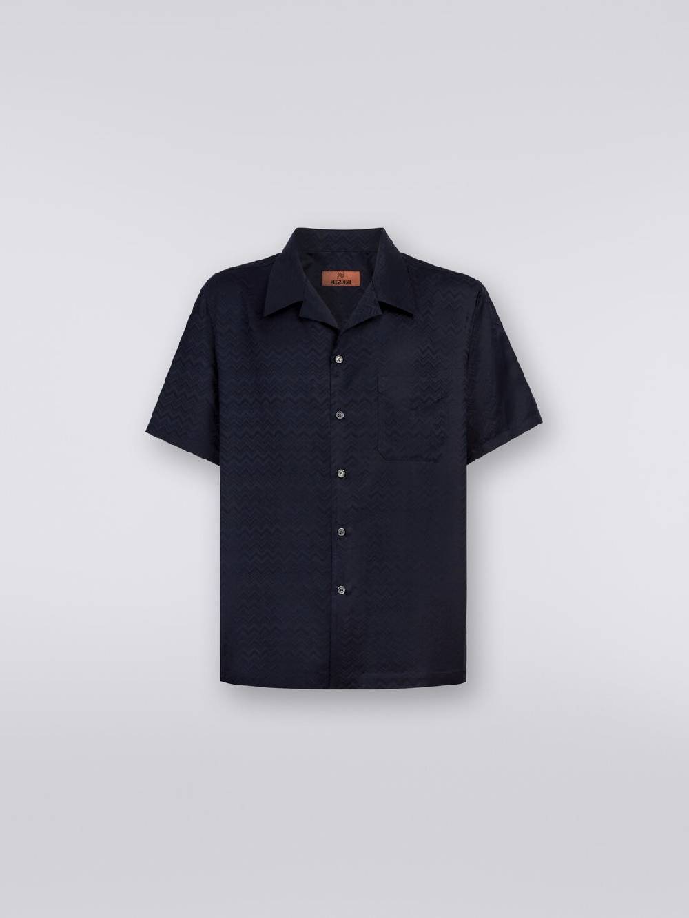 M Missoni Camicia a maniche corte modello bowling in misto cotone chevron Vendita Economica