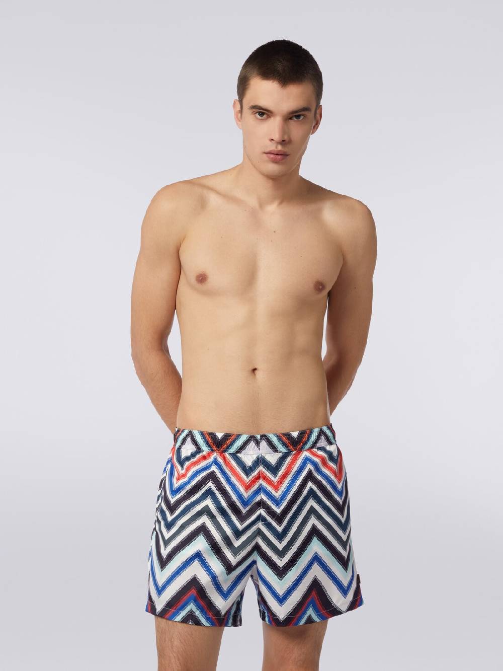 M Missoni Boxer mare in nylon con macro-zig zag in gradazione Saldi Di Fabbrica