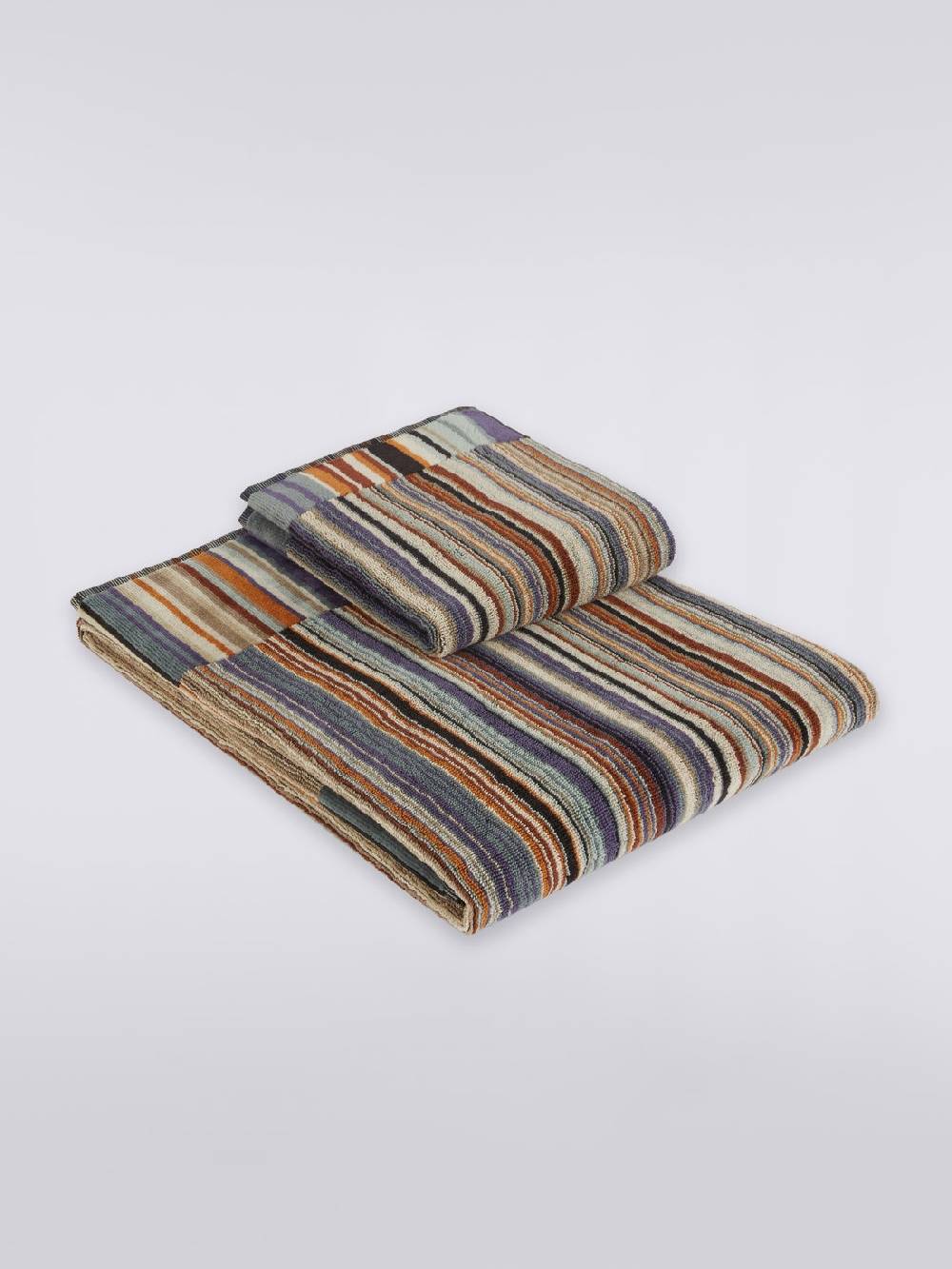 M Missoni Set 2 pezzi di asciugamani da bagno Jazz in spugna di cotone rigato Italy