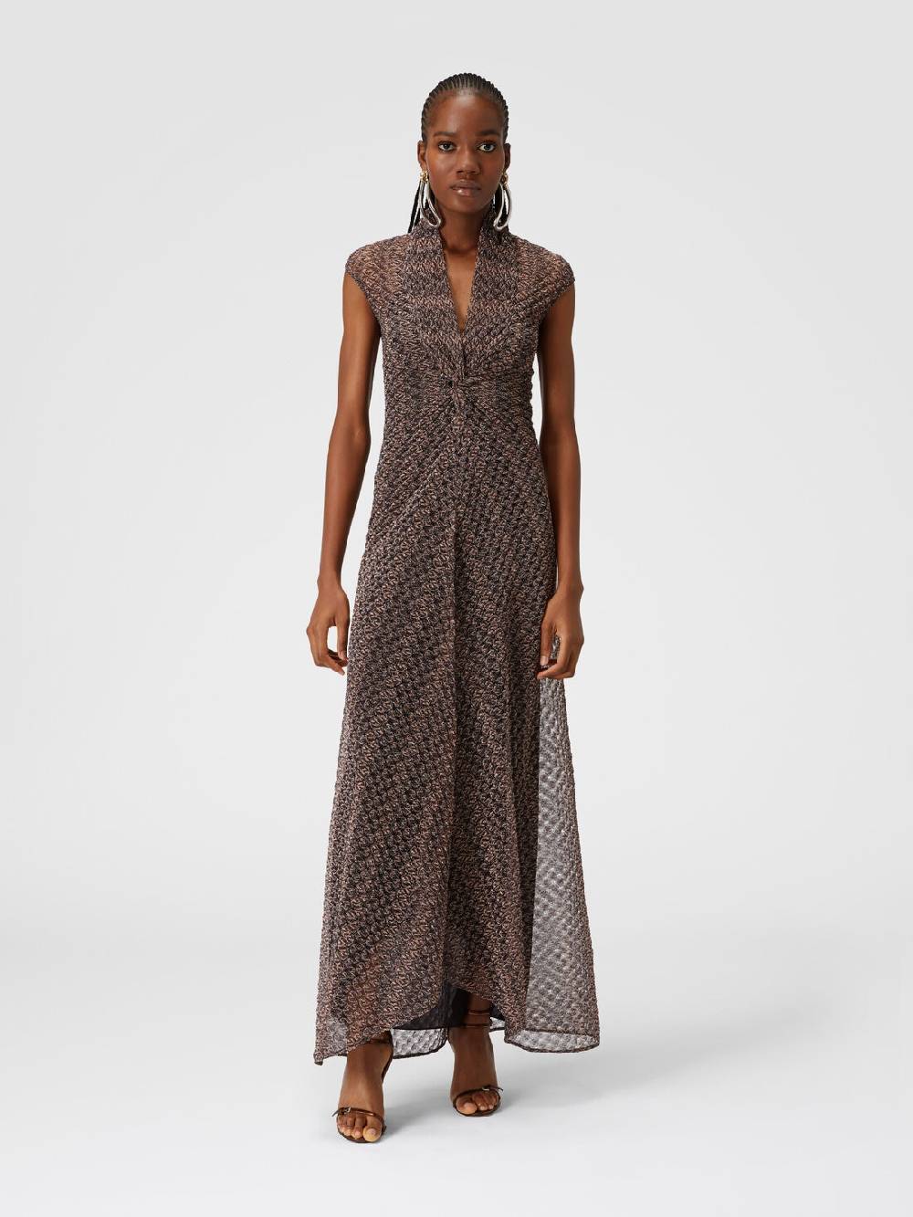 M Missoni Abito lungo in pizzo lamé con scollatura torchon Soddisfazione Garantita