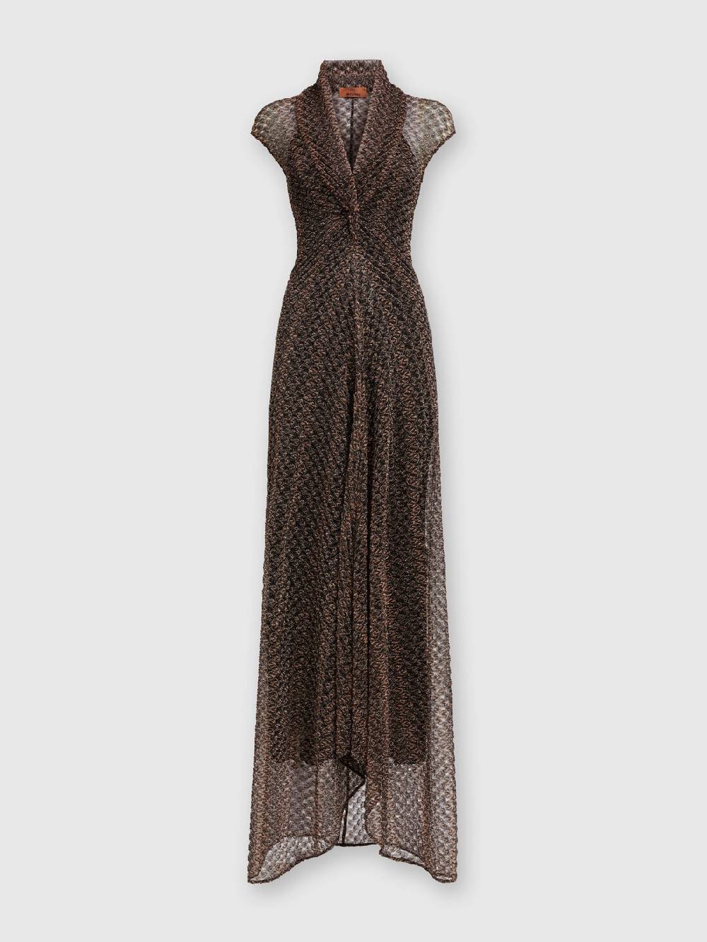 M Missoni Abito lungo in pizzo lamé con scollatura torchon Soddisfazione Garantita