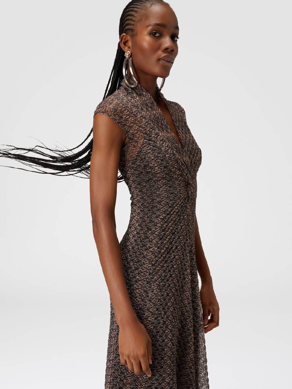 M Missoni Abito lungo in pizzo lamé con scollatura torchon Soddisfazione Garantita