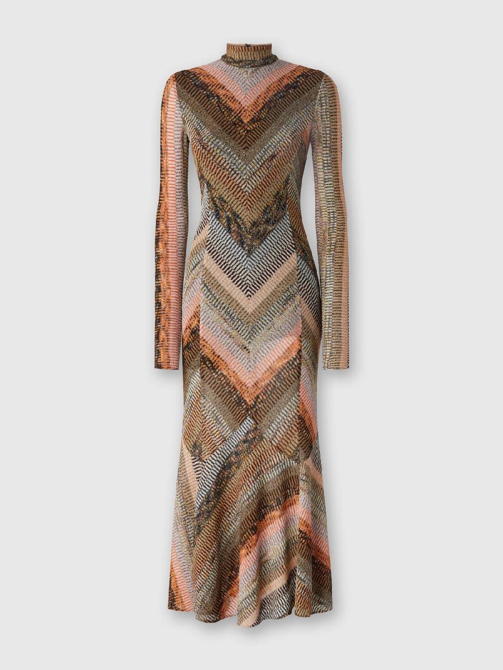 M Missoni Abito lungo con fondo svasato e collo a lupetto con zip Negozi Online