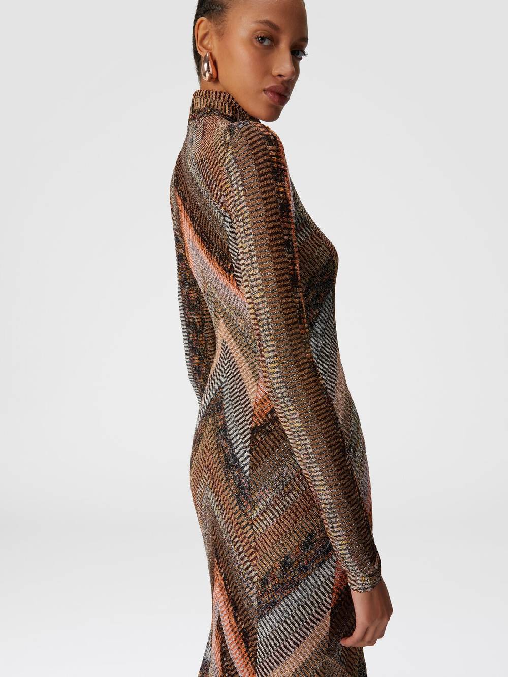 M Missoni Abito lungo con fondo svasato e collo a lupetto con zip Negozi Online