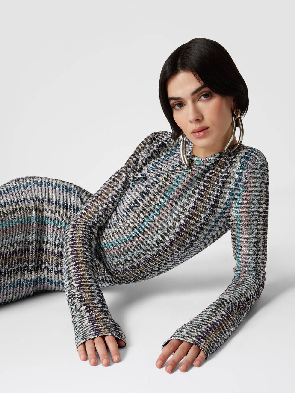 M Missoni Abito lungo con paillettes e dettaglio cut out Fino Al -60%