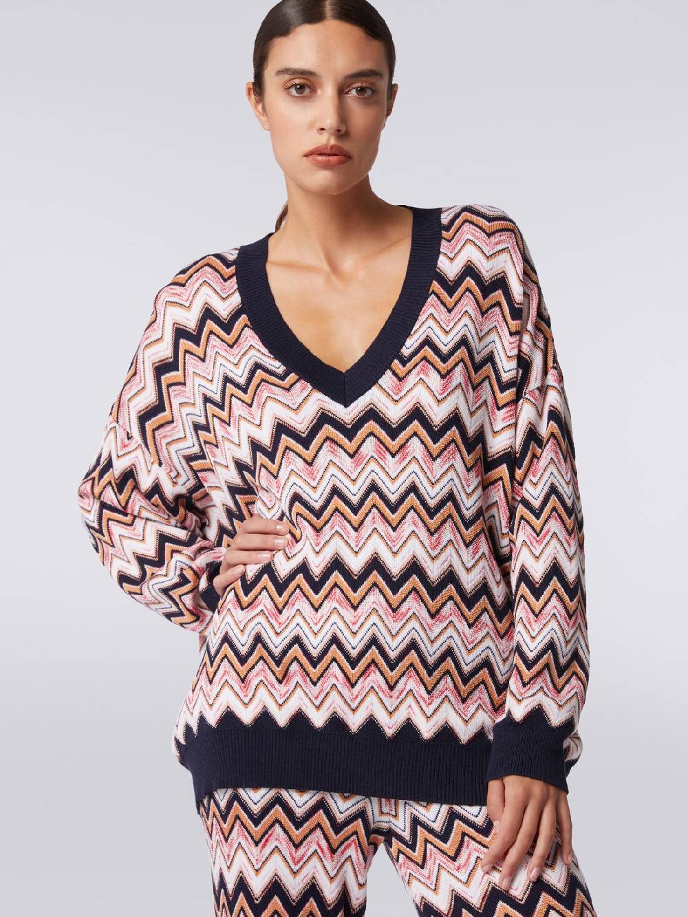 M Missoni Maglia oversize zig zag con profili a contrasto Affare Del Giorno