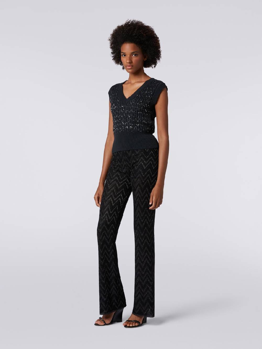 M Missoni Gilet in misto cotone con paillettes e lavorazione a treccia Sottocosto
