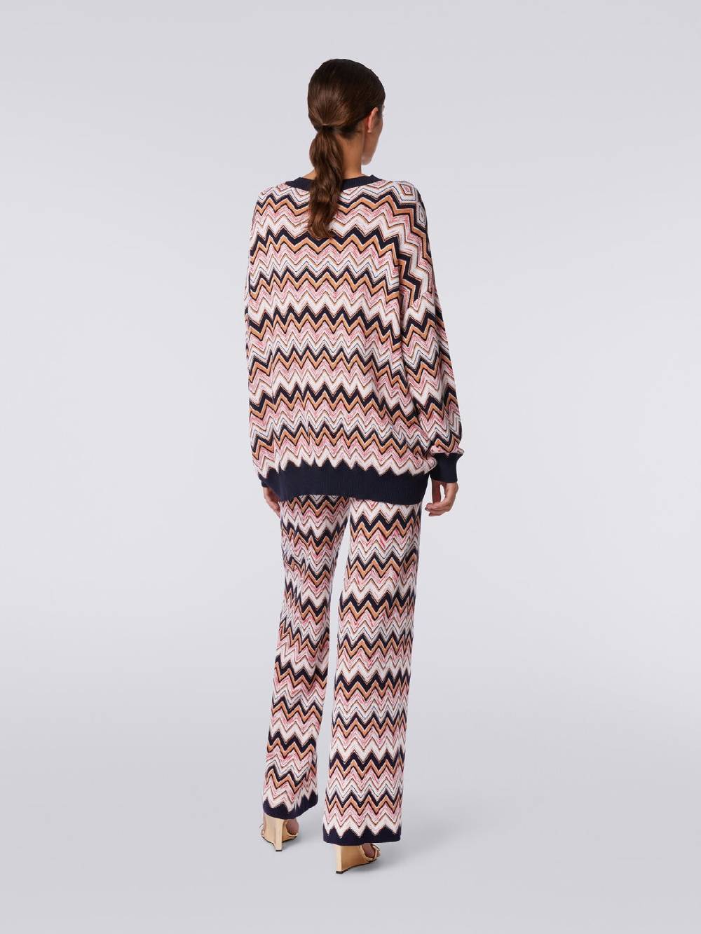 M Missoni Pantaloni a palazzo in lana e viscosa chevron Economico