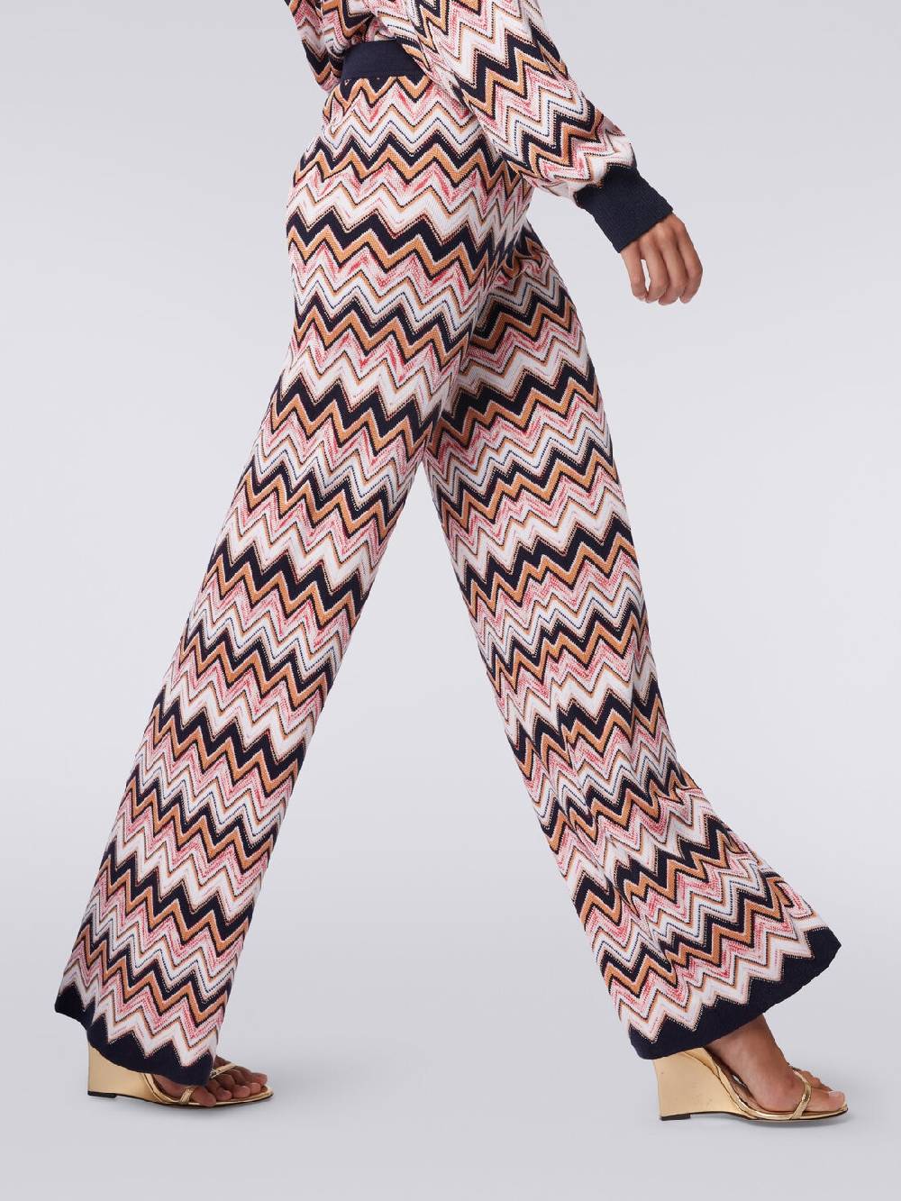 M Missoni Pantaloni a palazzo in lana e viscosa chevron Economico