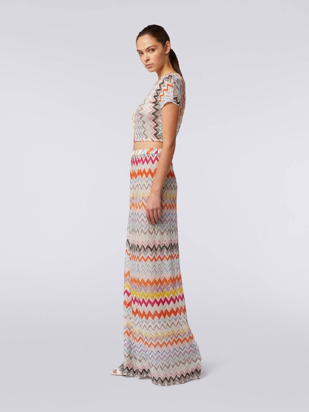 M Missoni Pantaloni a palazzo in misto viscosa chevron lamé Saldi
