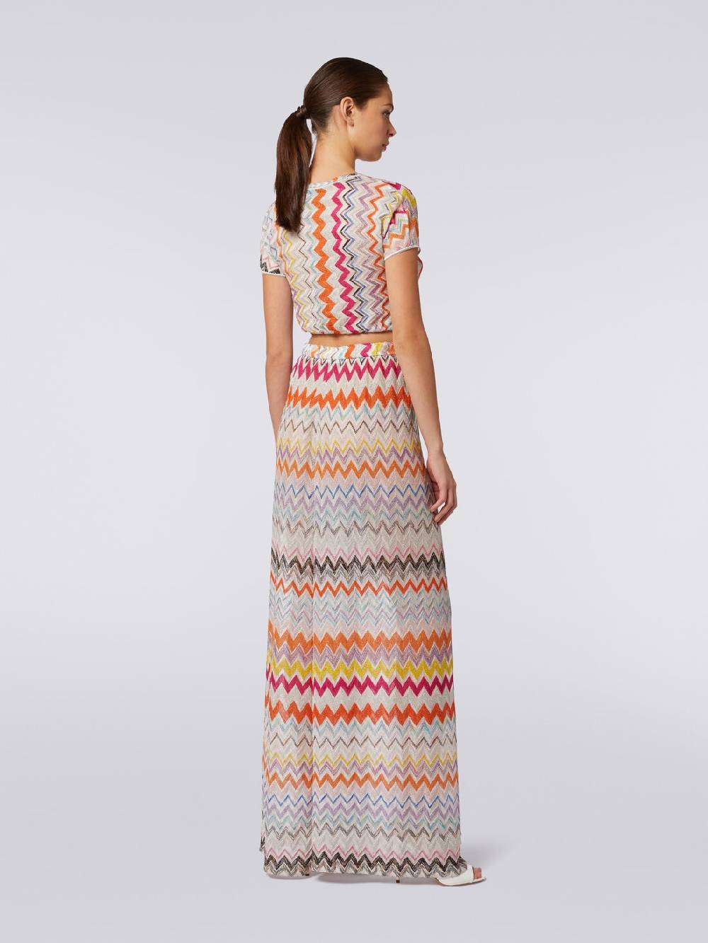 M Missoni Pantaloni a palazzo in misto viscosa chevron lamé Saldi