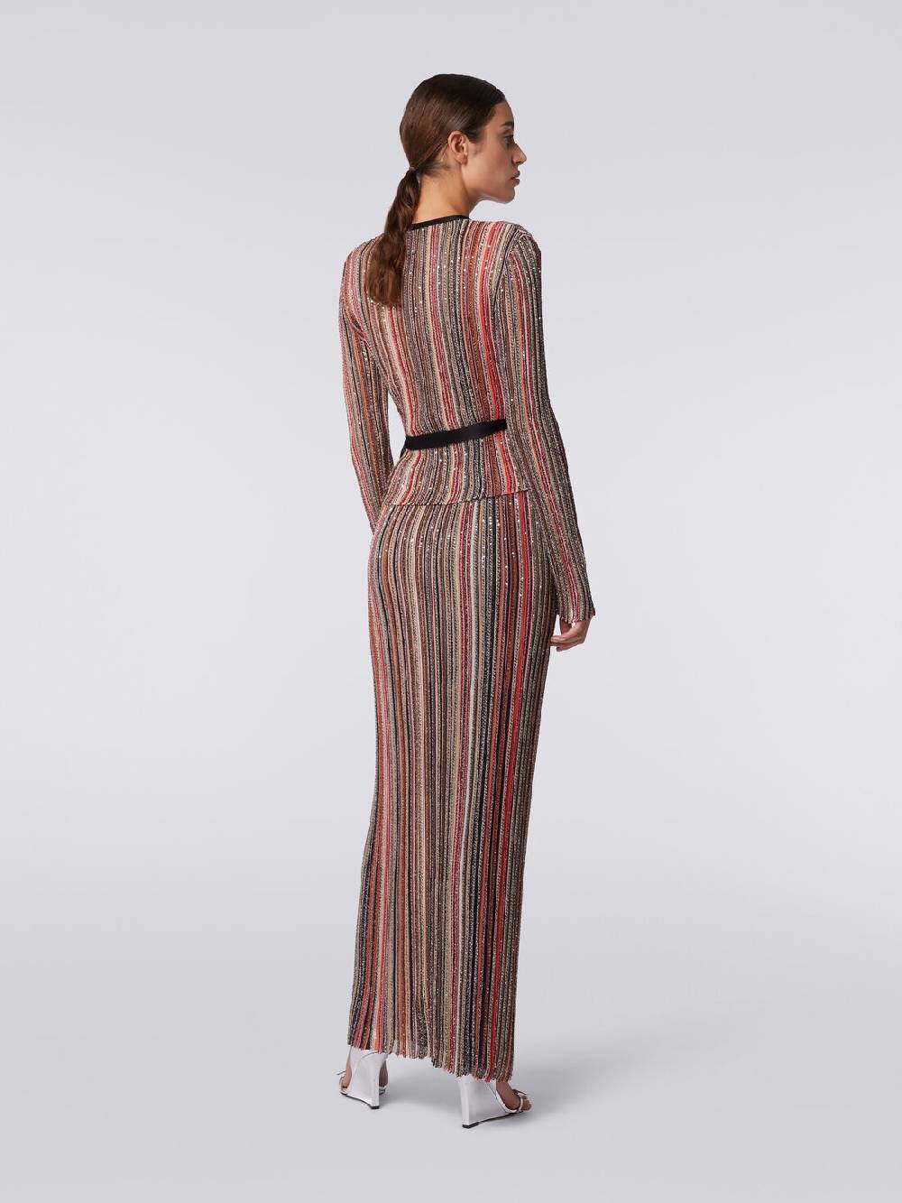 M Missoni Gonna lunga plissée a righe verticali con paillettes Promozione