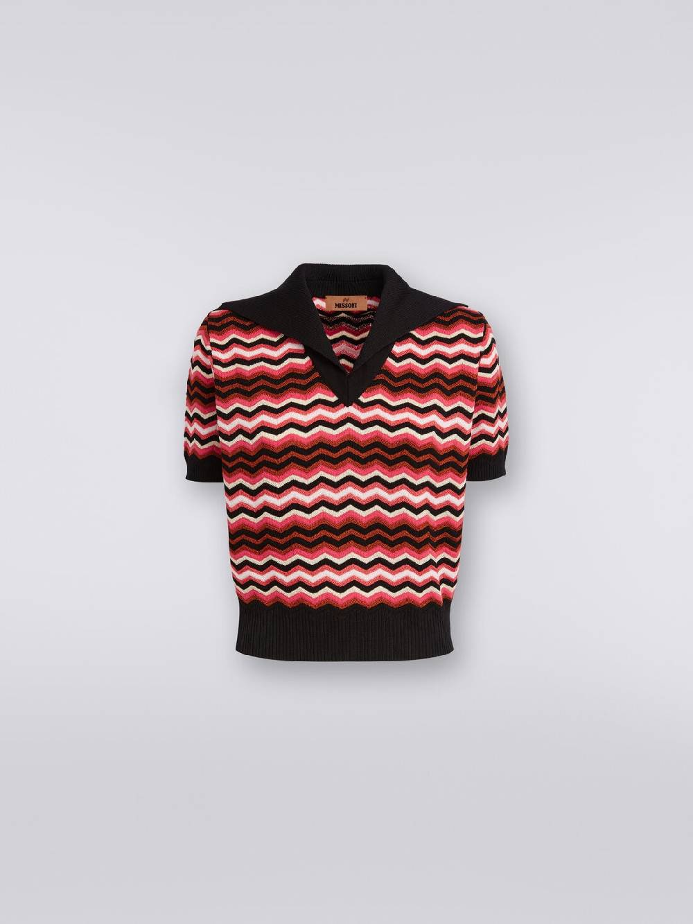 M Missoni Maglia a maniche corte chevron con profili a contrasto Nuova