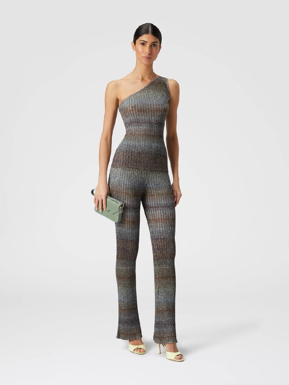 M Missoni Top monospalla in viscosa lamé a costine Moda