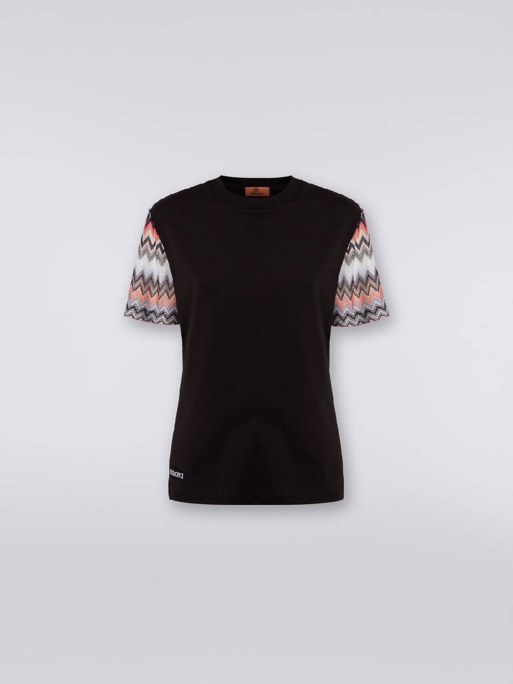 M Missoni T-shirt girocollo in cotone con inserti zig zag 2025