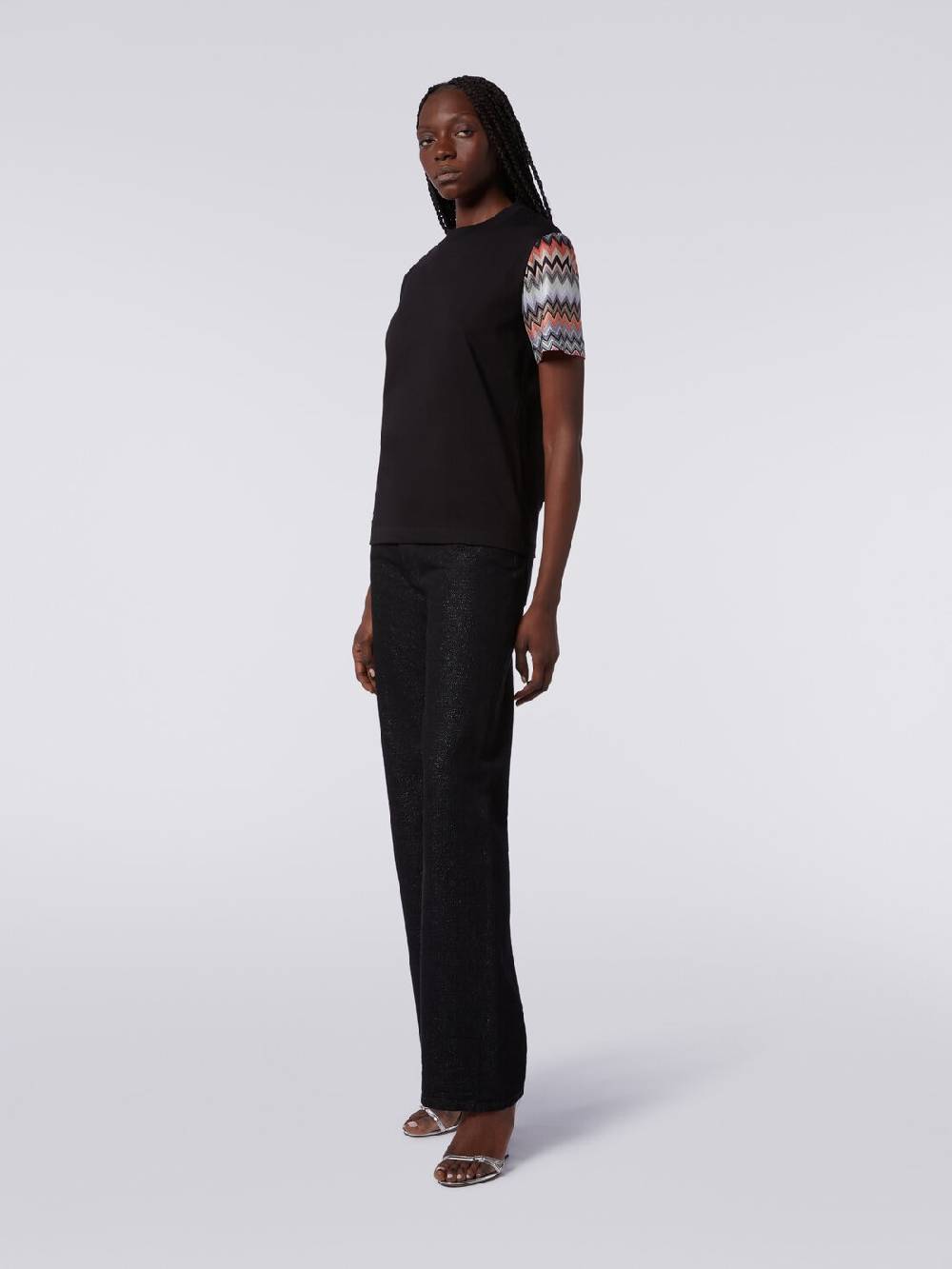 M Missoni T-shirt girocollo in cotone con inserti zig zag 2025