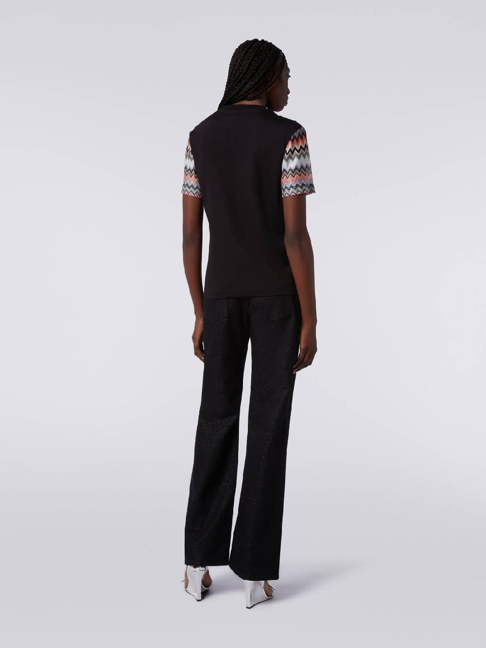 M Missoni T-shirt girocollo in cotone con inserti zig zag 2025