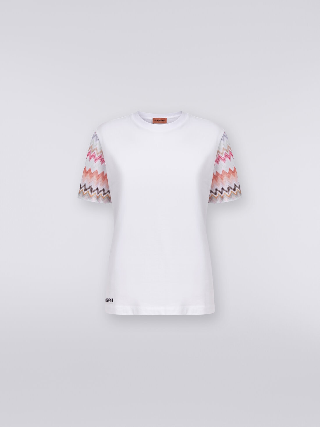 M Missoni T-shirt girocollo in cotone con inserti zig zag Italy
