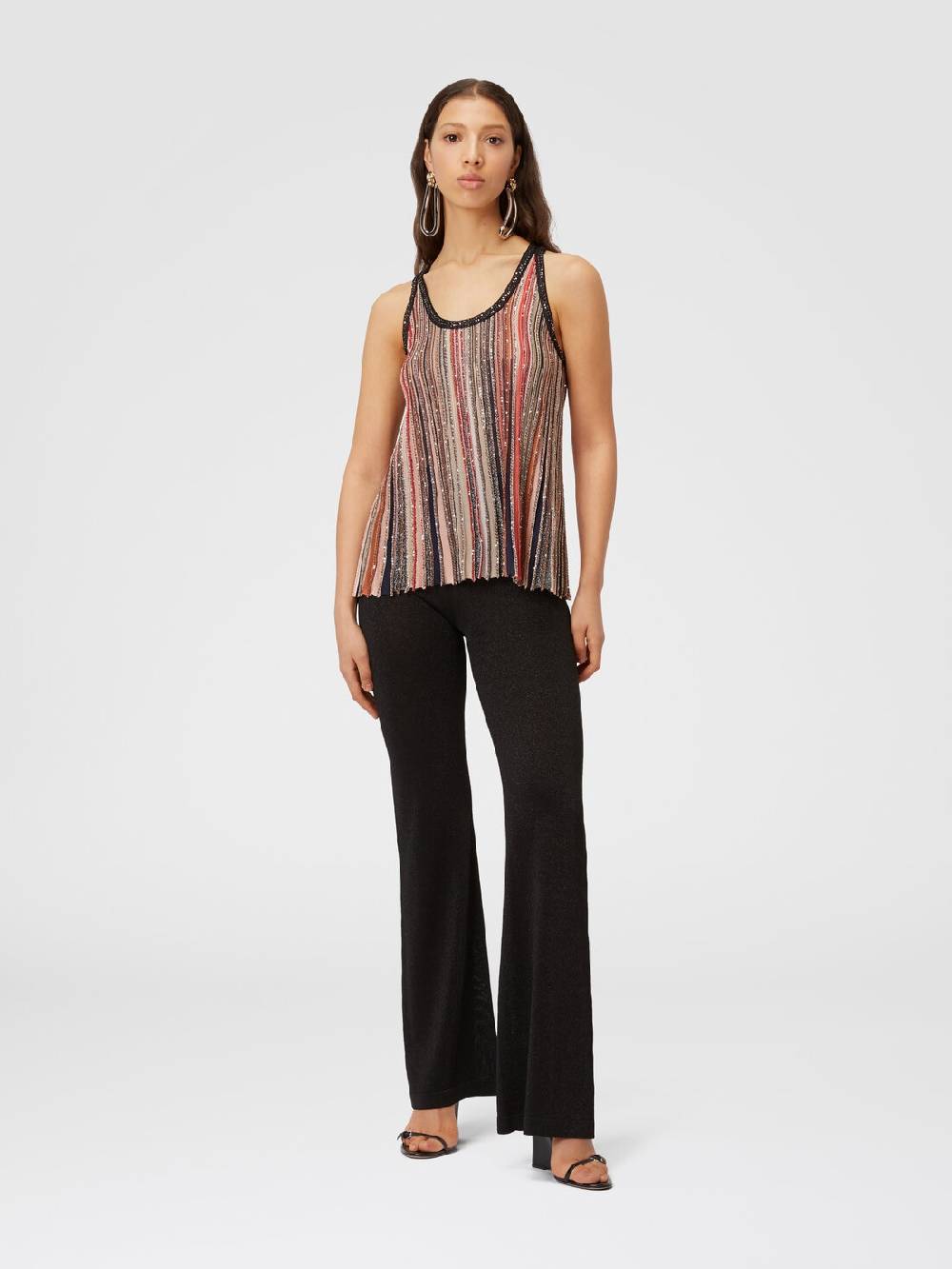 M Missoni Canottiera in maglia a righe verticali con paillettes Italia