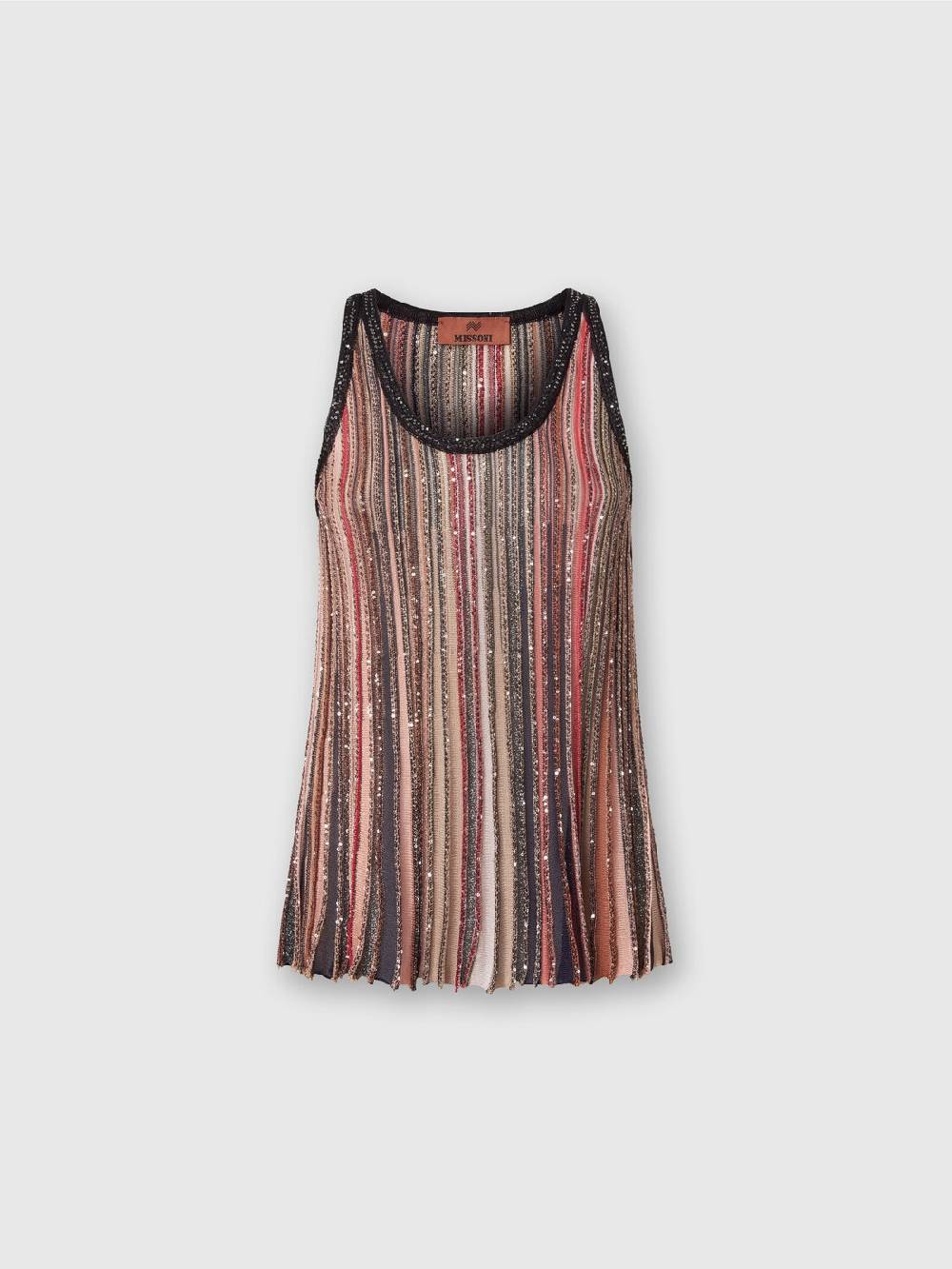 M Missoni Canottiera in maglia a righe verticali con paillettes Italia
