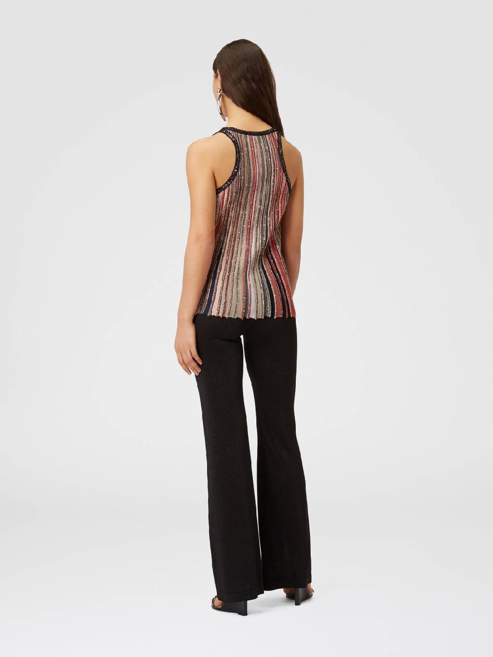 M Missoni Canottiera in maglia a righe verticali con paillettes Italia