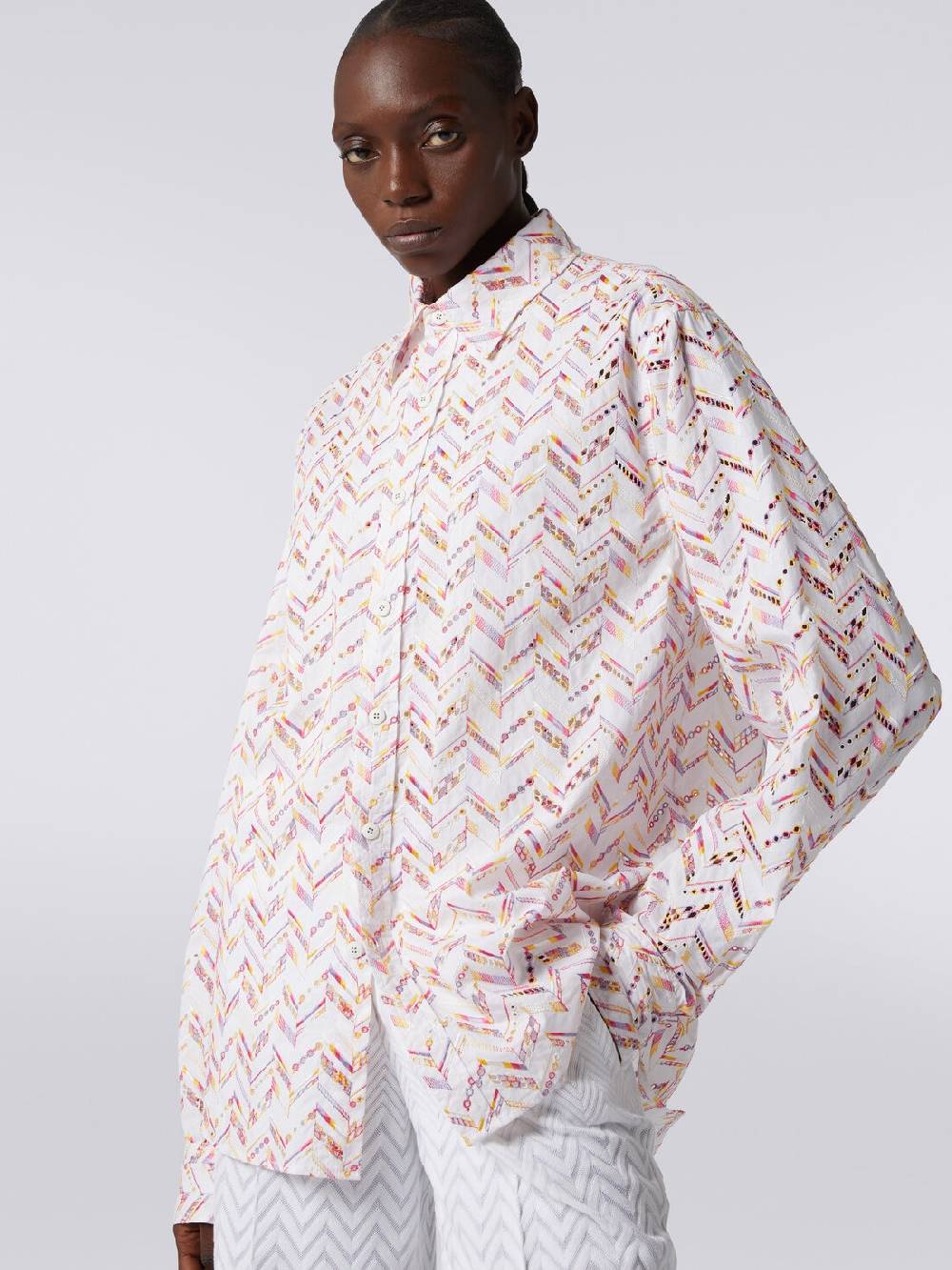 M Missoni Camicia in popeline di cotone con pizzo sangallo Promozione Limitata