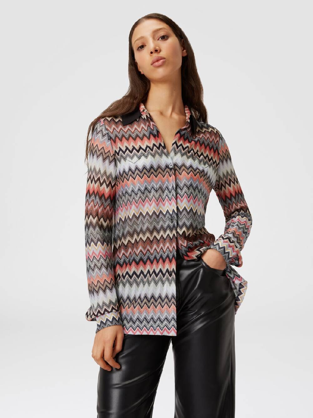 M Missoni Camicia in cotone e viscosa zig zag Nuovo