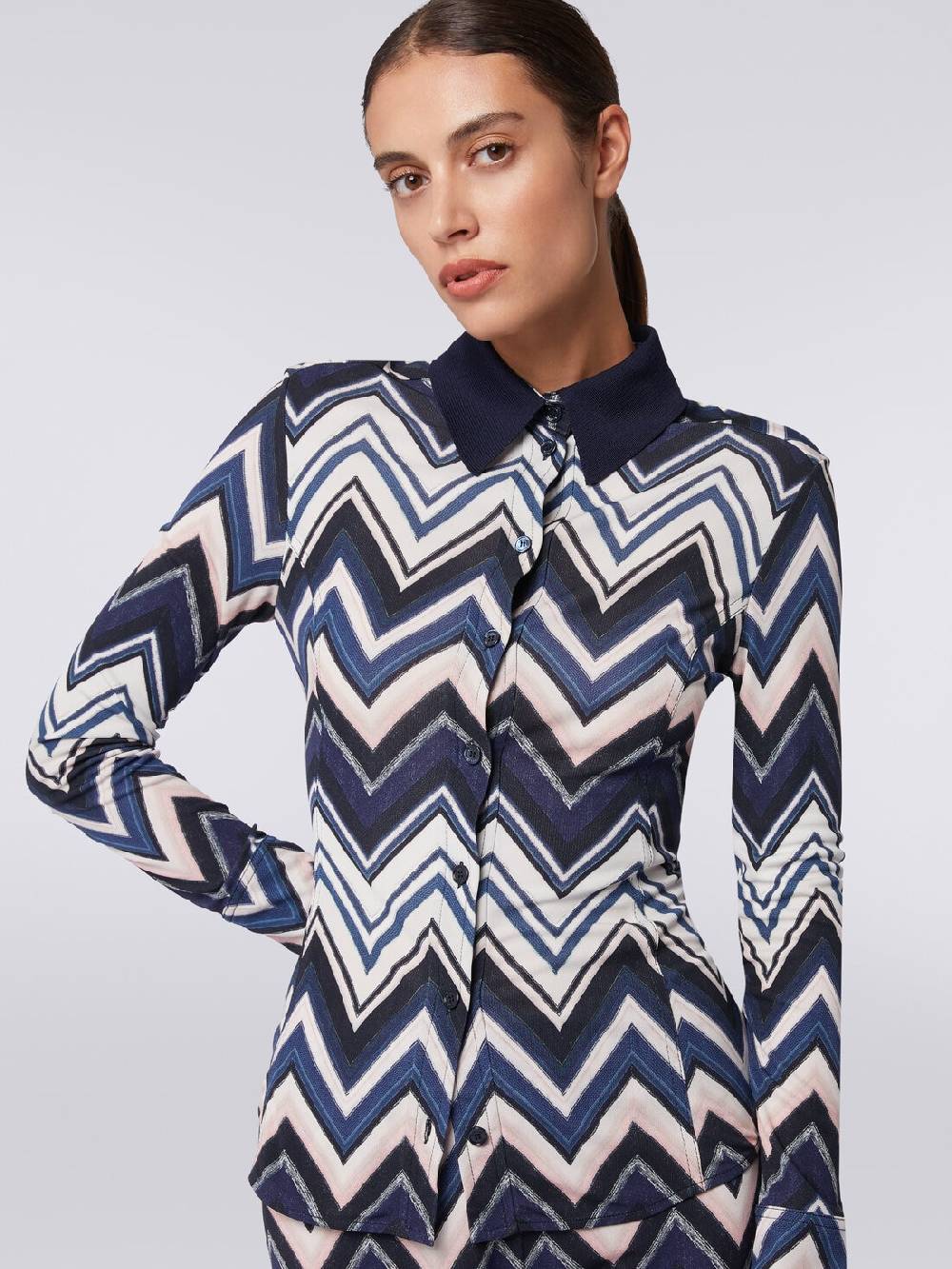 M Missoni Camicia in viscosa con stampa zig zag Qualità