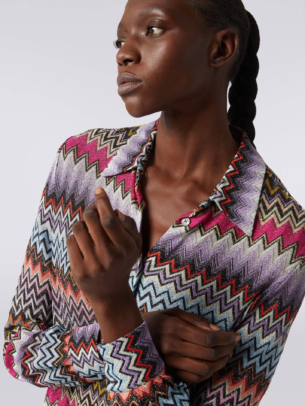 M Missoni Camicia in maglia di viscosa chevron con lurex Promozione