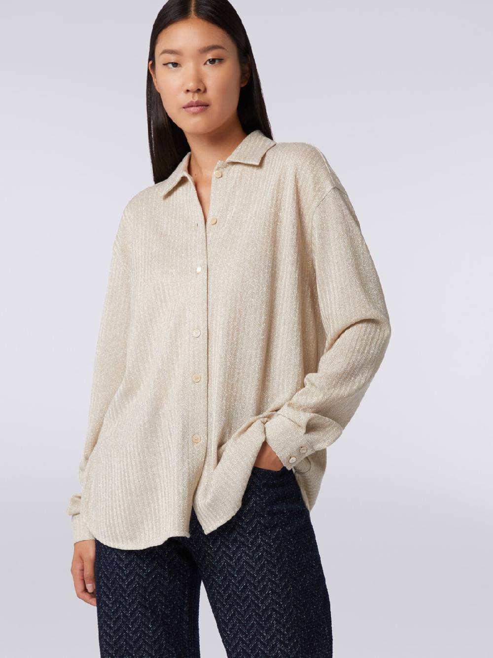 M Missoni Camicia oversize in cotone e viscosa lamé Pezzi Unici