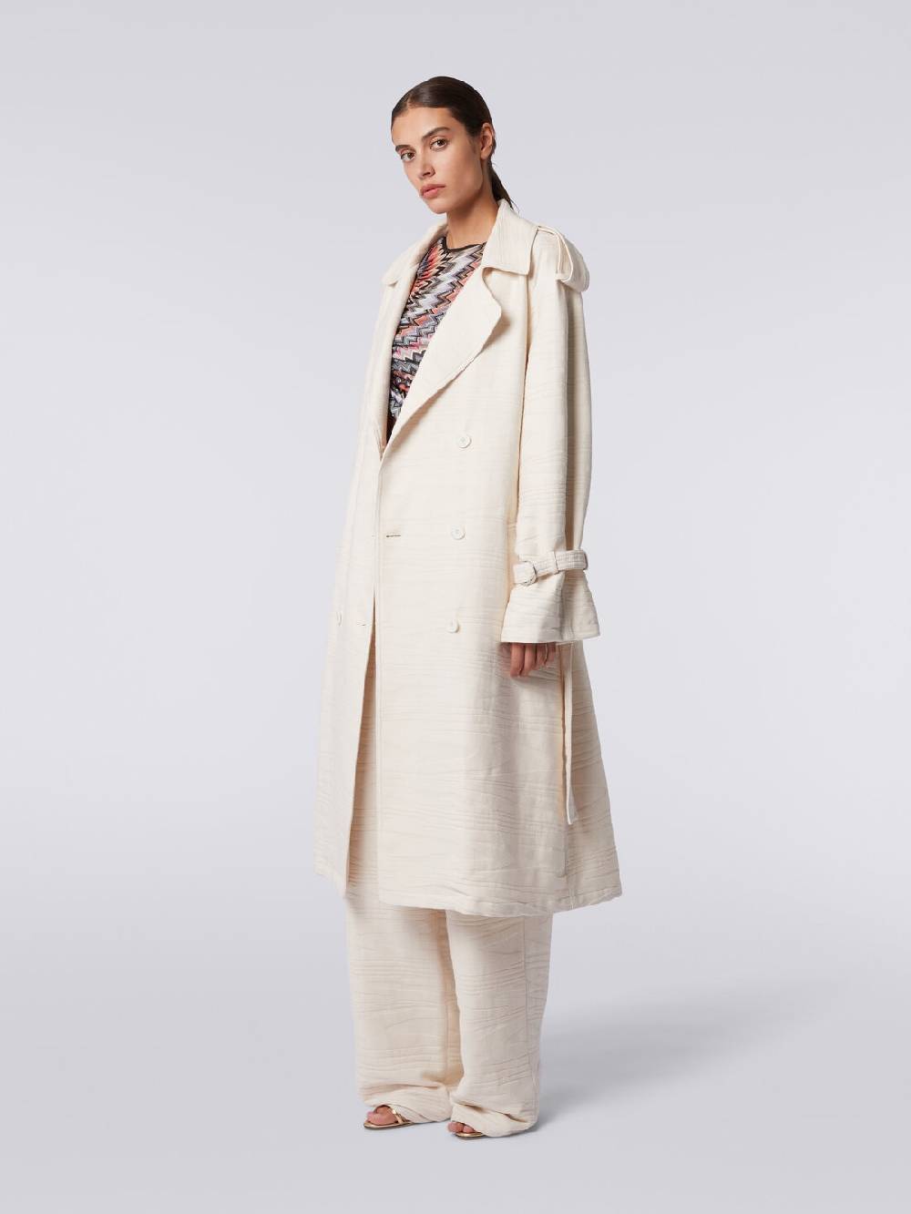 M Missoni Trench in canvas di cotone jacquard fimmato Soddisfazione Garantita