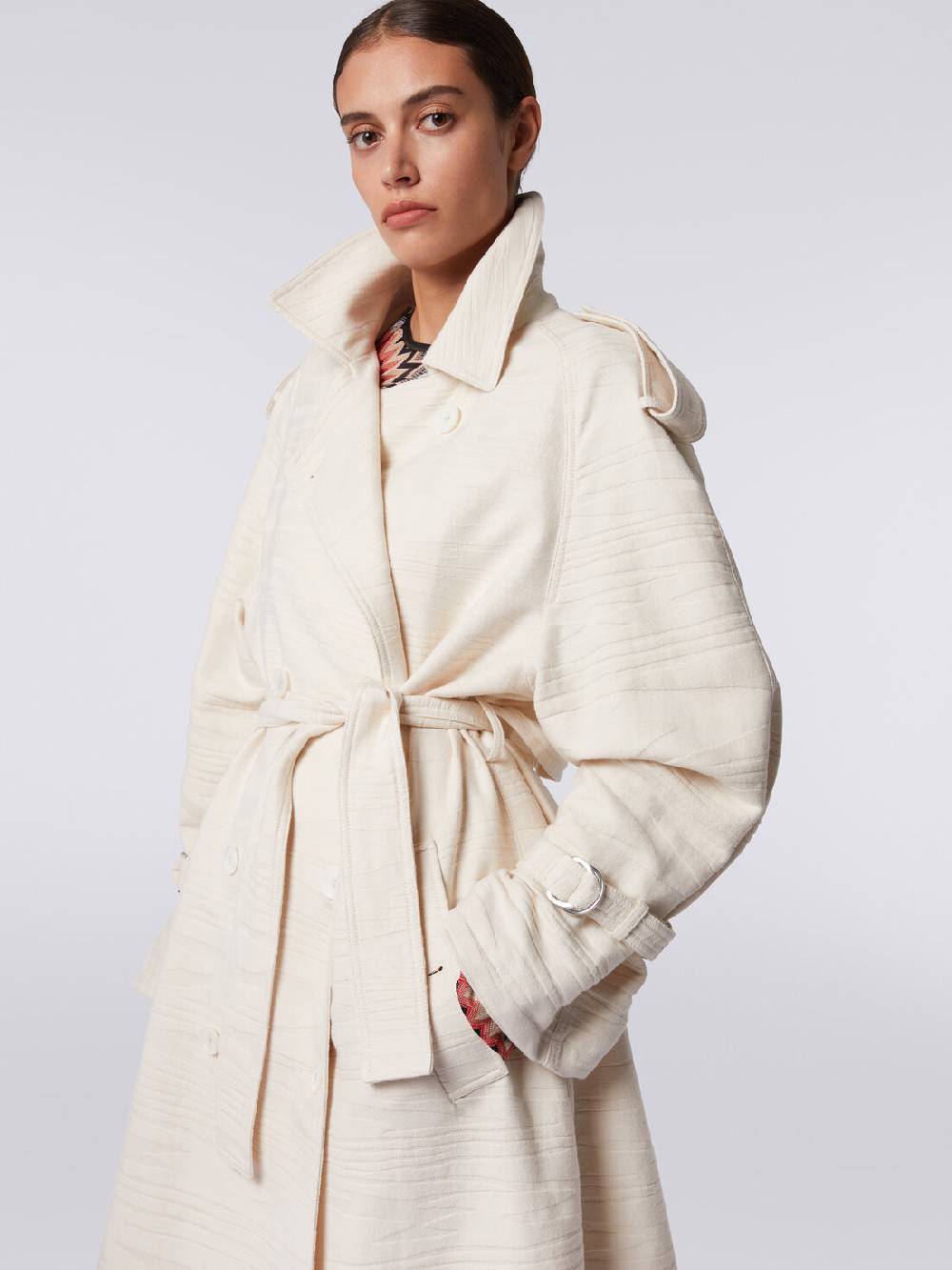 M Missoni Trench in canvas di cotone jacquard fimmato Soddisfazione Garantita