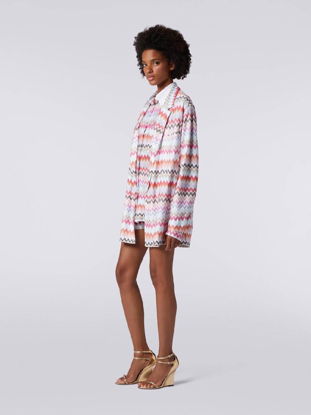 M Missoni Blazer doppiopetto in cotone e viscosa stampa zig zag Qualità Garantita