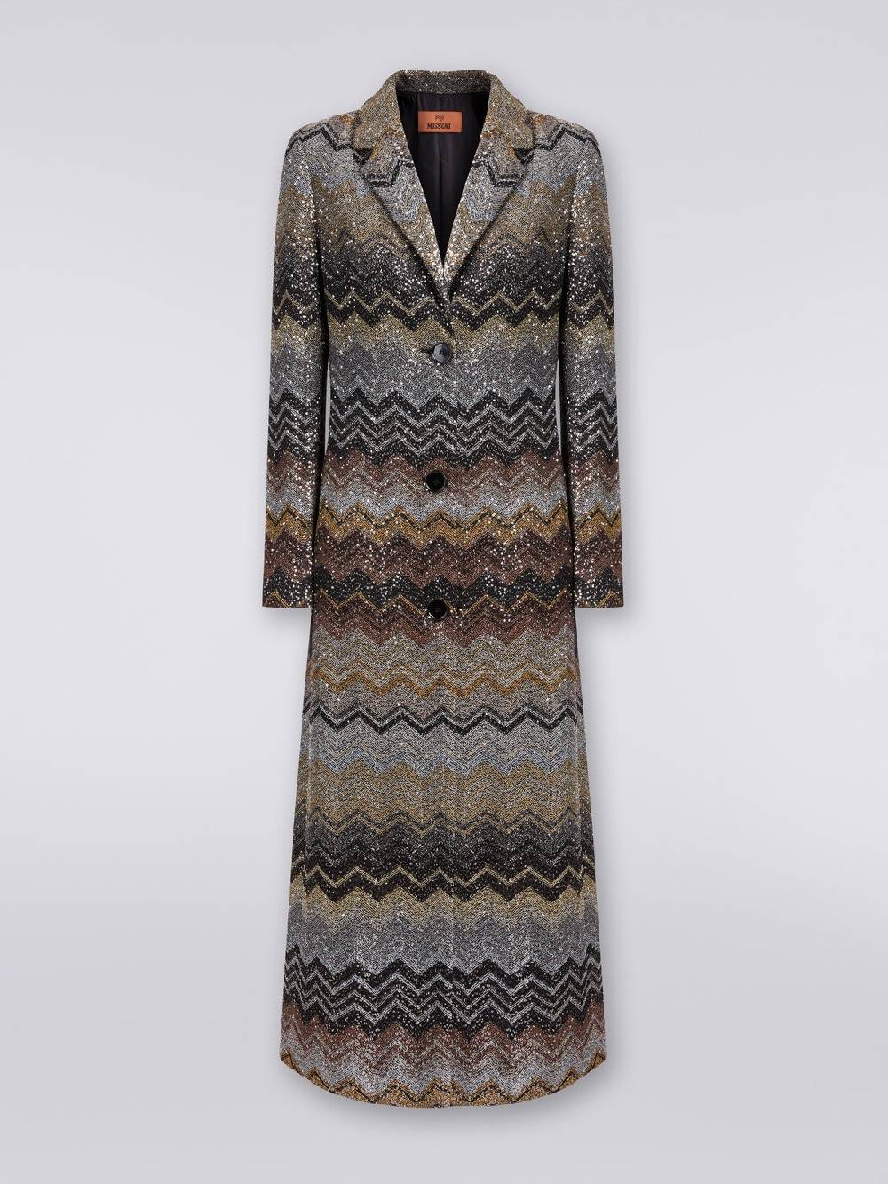 M Missoni Cappotto lungo in misto viscosa con paillettes Consegna Veloce