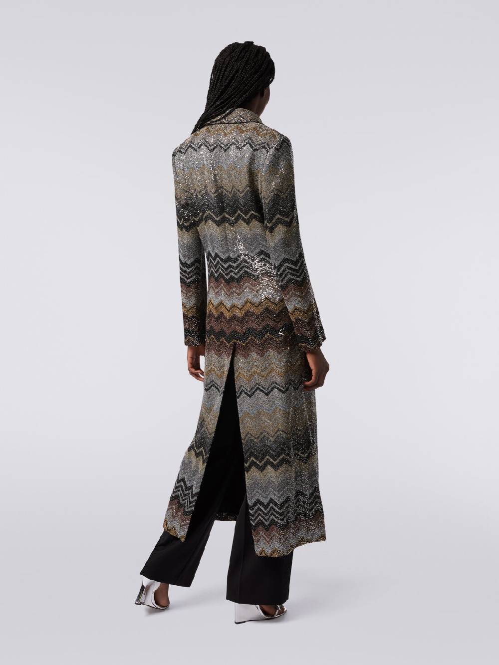 M Missoni Cappotto lungo in misto viscosa con paillettes Consegna Veloce