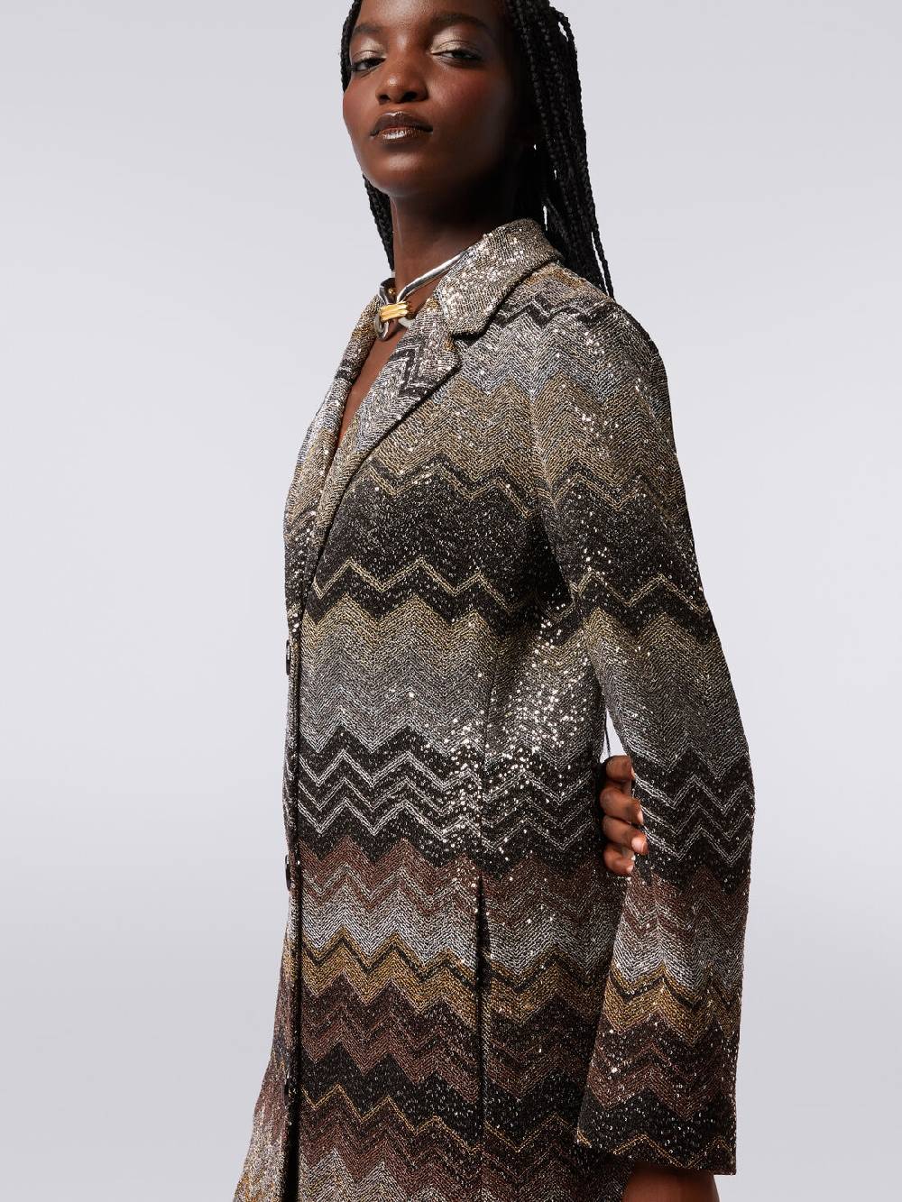 M Missoni Cappotto lungo in misto viscosa con paillettes Consegna Veloce