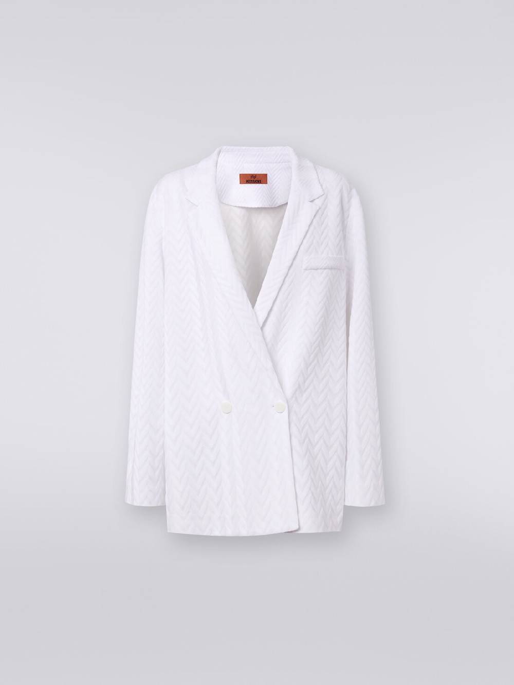 M Missoni Blazer doppiopetto in cotone e viscosa zig zag tonale Shopping Online