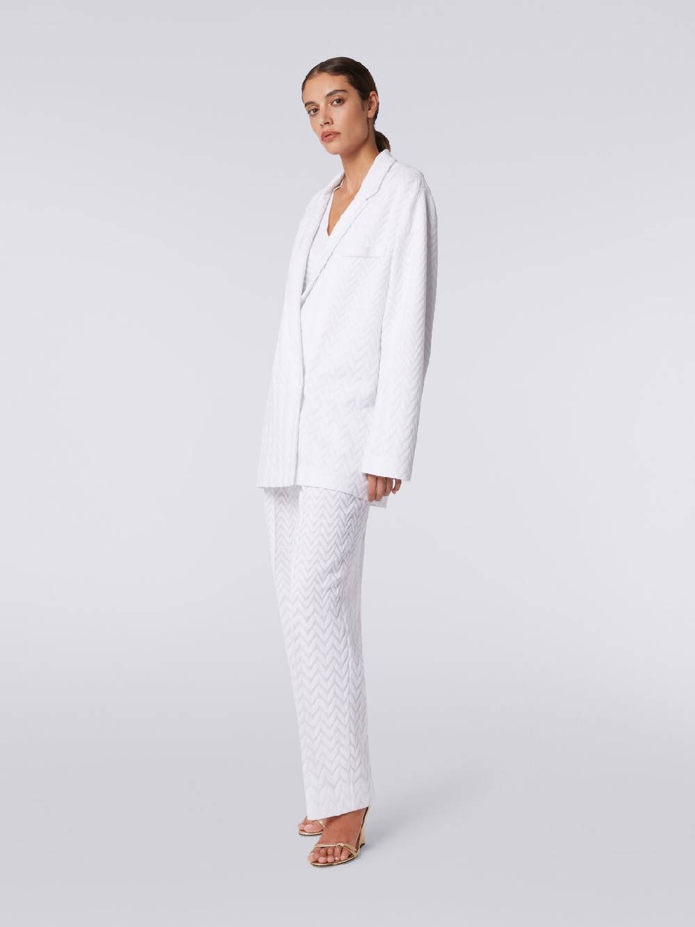 M Missoni Blazer doppiopetto in cotone e viscosa zig zag tonale Shopping Online