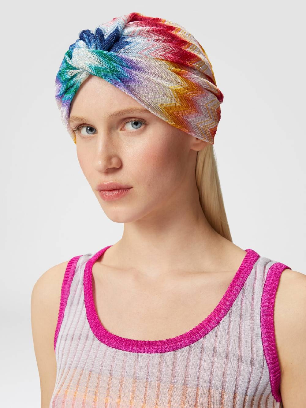 M Missoni Turbante in viscosa chevron con lamé Sottocosto