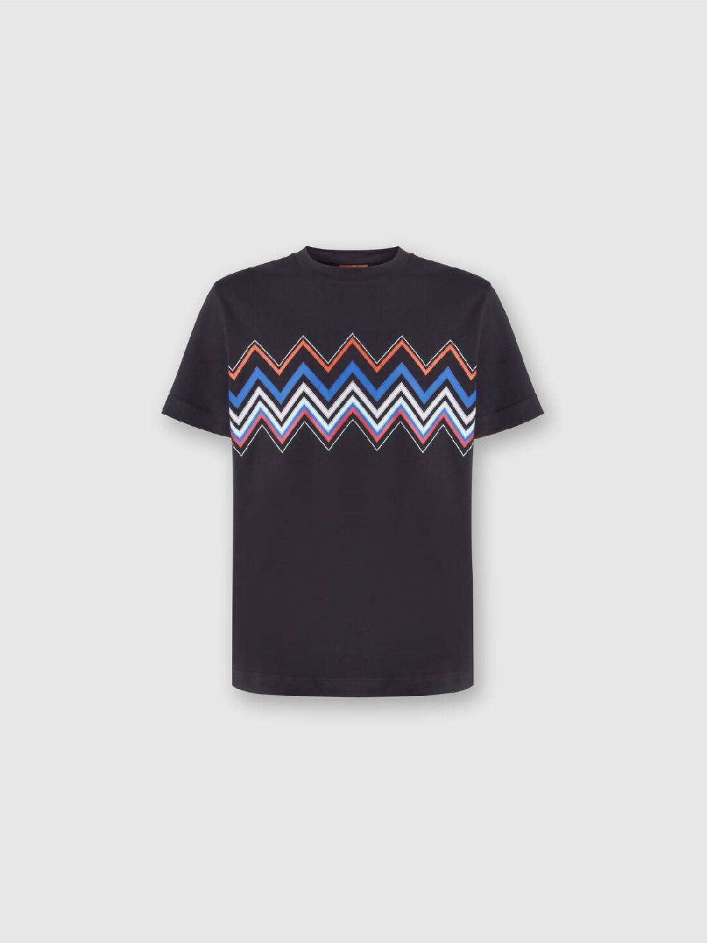 M Missoni T-shirt a maniche corte in cotone con stampa zig zag Presa
