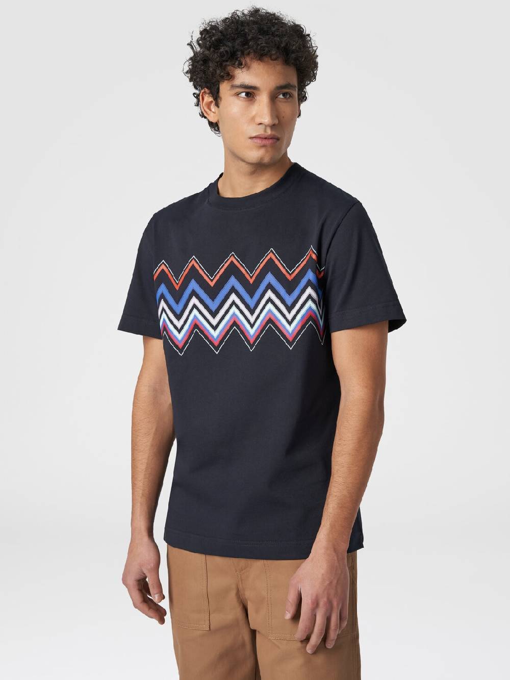 M Missoni T-shirt a maniche corte in cotone con stampa zig zag Presa