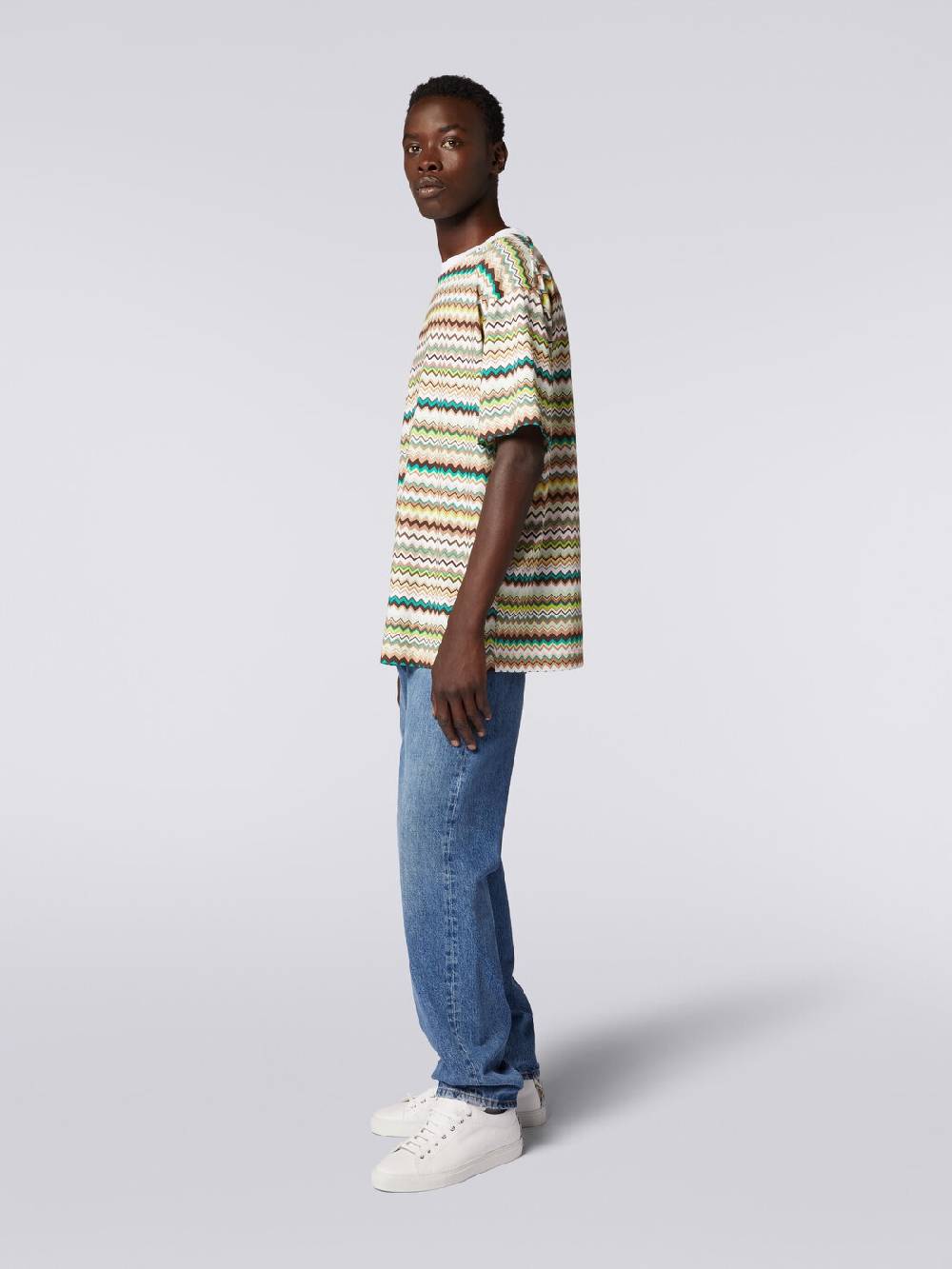 M Missoni T-shirt oversize in cotone con stampa zig zag Sconto