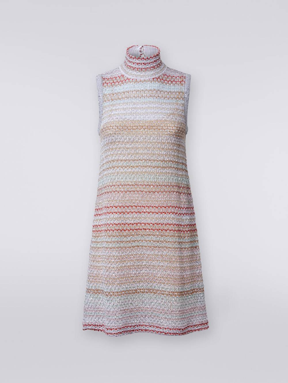 M Missoni Mini-abito in maglia a rete con collo alto e applicazione di paillettes Negozio